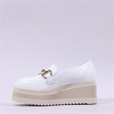 Marco Moreo Stockholm Link Platform Shoe - White Gold Leather
